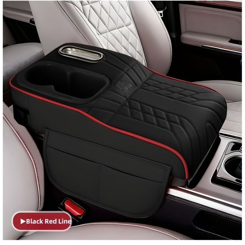 Car Center Console Organizer Tray with Cup Holder & Tissue Box – Multi-Color Non-Slip Storage Mat for Vehicle Interior