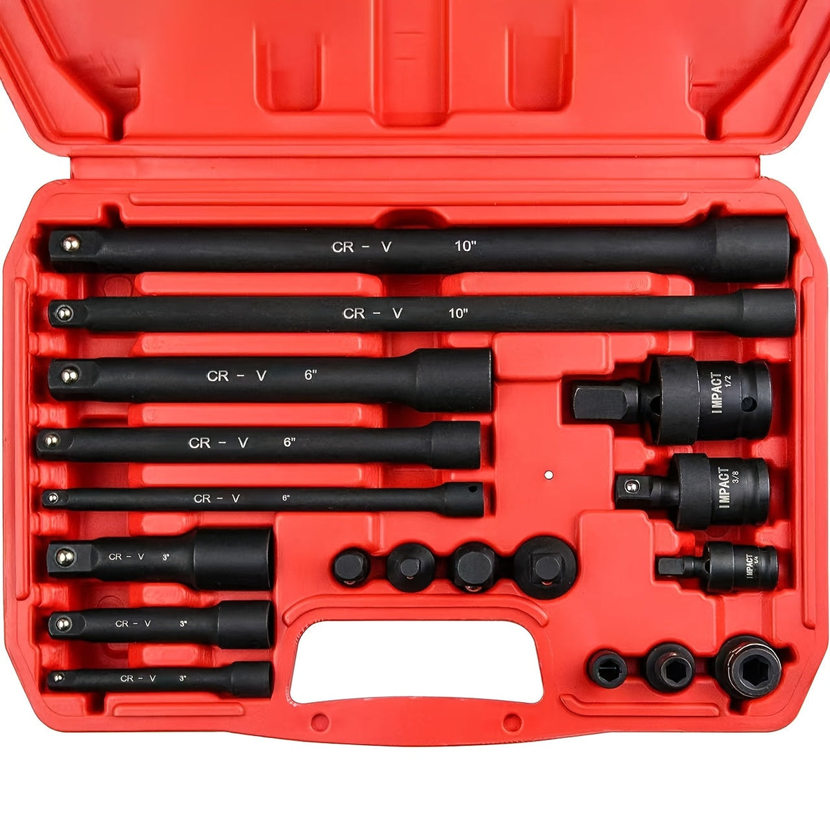 Drive Socket Accessory Kit 18-Piece Socket Adapters Extension Bars Universal Joints Impact Couplers for 1/4 3/8 1/2 Drive Ratchet Wrench Set