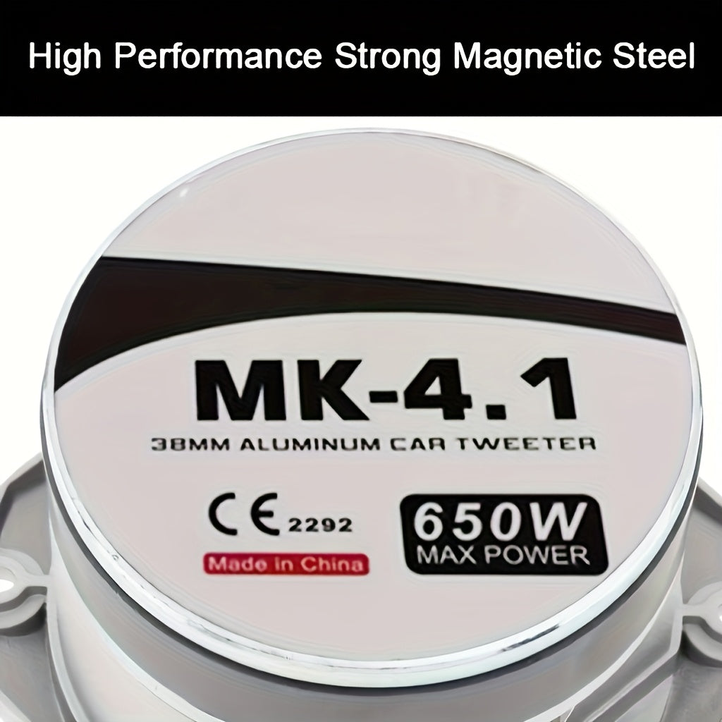 Car Tweeters 600W Bullet Super Tweeter, 4 Inch Aluminum Frame Chrome Dome Tweeters for Car Audio, 6 Ohm High-Frequency Component Speakers for Stereo Sound System Upgrade