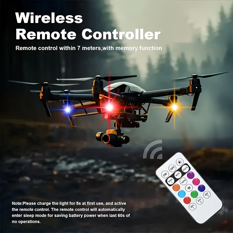 Strobe Warning Lights with Remote – 8-Color USB Rechargeable IP65 Waterproof Anti-Collision LED for Car Truck Motorcycle Bicycle Drone, 6 or 8pcs