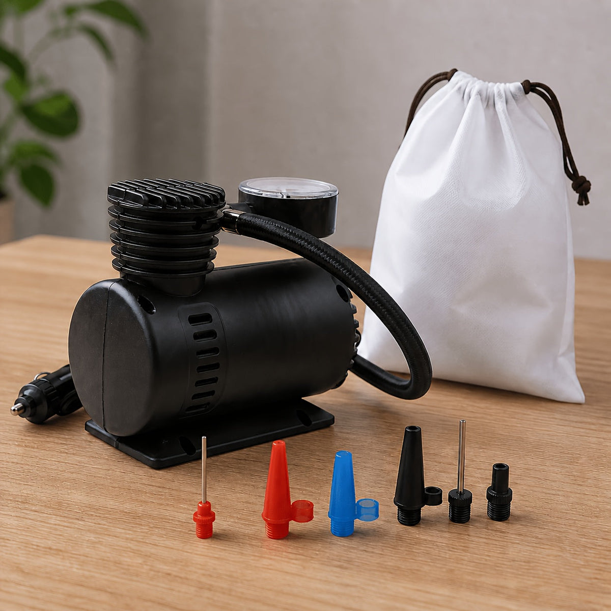 12V 300 PSI Air Compressor Pump – Portable Car Plug Tire Inflator for Car, Bike, Motorcycle & Ball, No Battery Needed