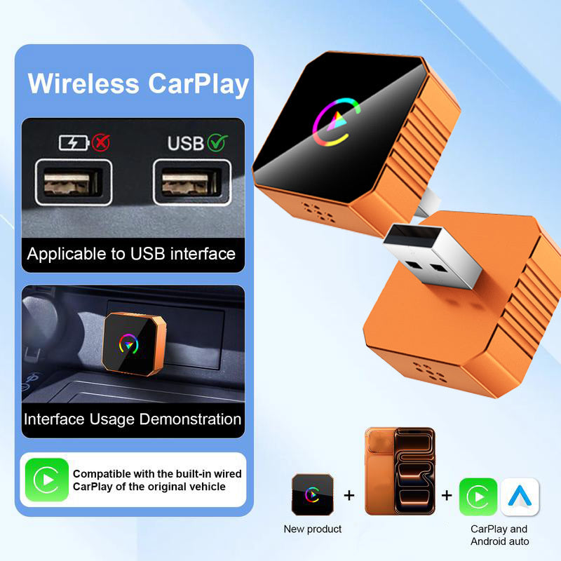Wireless CarPlay USB Dongle – Compact Plug-In Adapter for Hands-Free Smartphone Connectivity, No Battery, Compatible with Wired CarPlay & Android Auto
