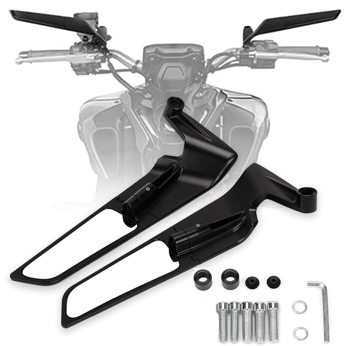 Motorcycle Rearview Mirrors Adjustable Wind Wing Side Mirrors 360° Rotation Compatible with Kawasaki Z400 Z650 Z900 KTM 390 Duke 1290 Super Duke R Street Bikes