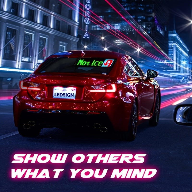 Programmable LED Car Sign 15x4in – Flexible Matrix Pixel Panel, USB Powered, App & Remote Control, DIY Animation & Text Display