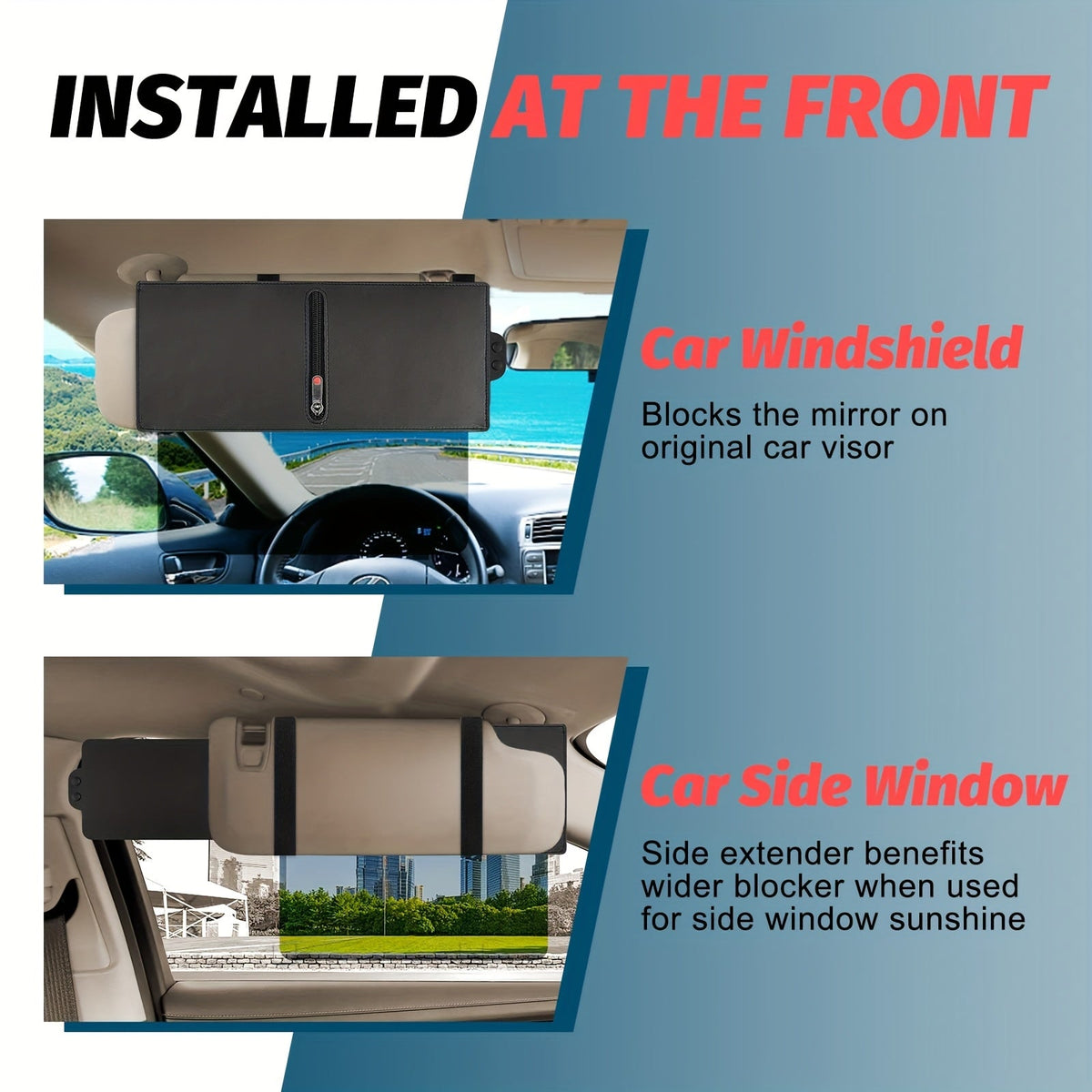 Sun Visor Extender Polarized PC Material Clip-On – UV & Glare Blocking | Driver & Passenger Side Adjustable Universal Fit Car SUV Truck