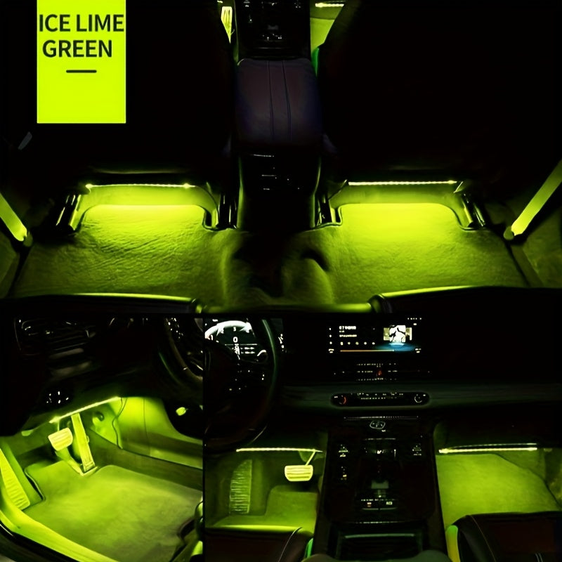 LED Car Interior Lights Music Sync – 4pcs USB RGB Underglow Ambient Lighting Kit with App & Remote Control