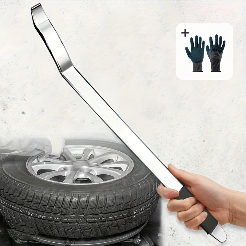 Tire Pry Bar Heavy-Duty Stainless Steel – Non-Slip Rubber Handle Tire Removal Tool for Home Garage & Auto Repair