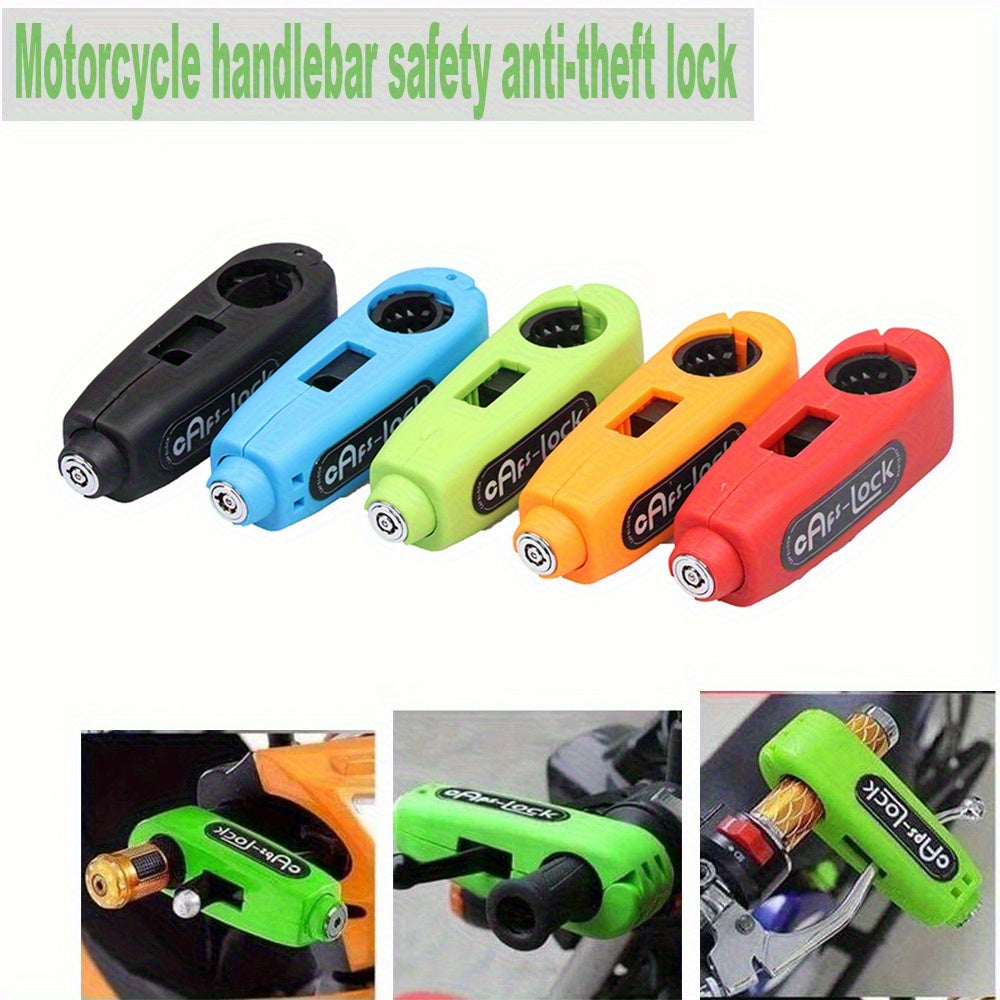 Motorcycle Handlebar Lock Anti-Theft Heavy Duty ABS Portable Security Lock with Reflective Strips for Scooter E-Bike Bicycle Universal Fit