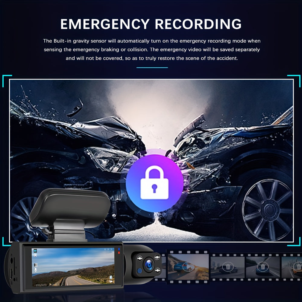 1080P Dual Dash Cam Front and Inside Car Camera, IR Night Vision Loop Recording, Wide Angle Dual Lens Dashboard DVR, Optional 32GB/64GB Card, 2" or 3.16" Screen