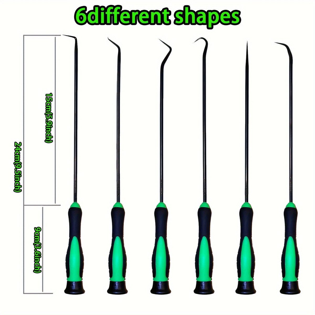 Precision Hook and Pick Set 6/10pcs Extra-Long Steel, Non-Slip Handles, for Automotive Machinery & Electronics Maintenance, Crochet Hook Needle Tool Kit