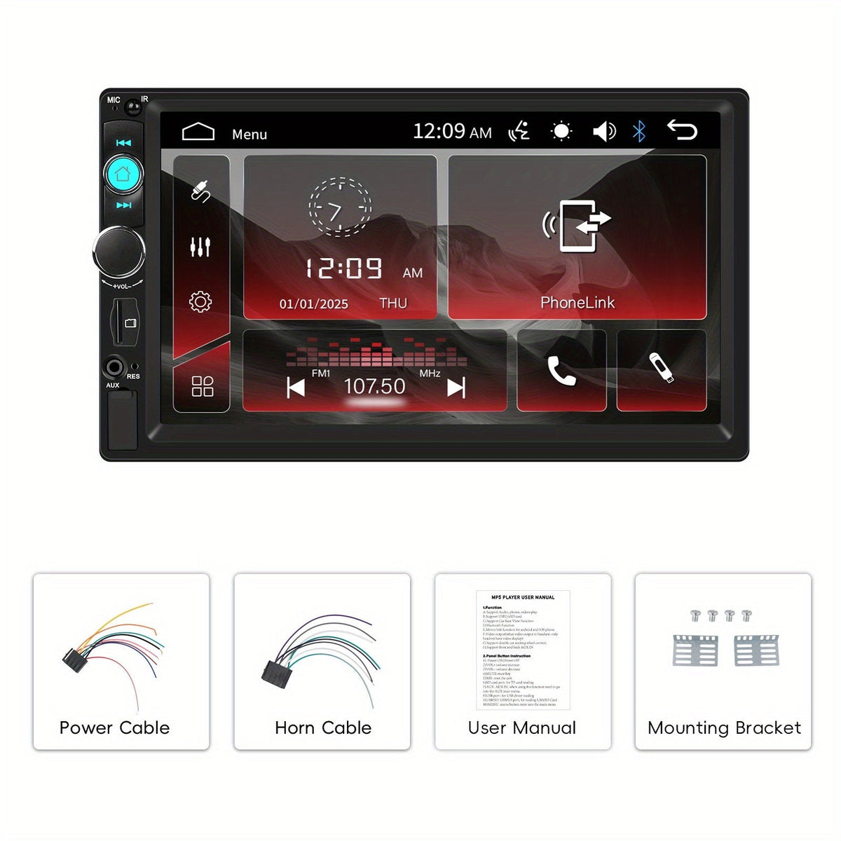 Double Din Car Stereo 7" LCD – MP5 Player with FM Radio, USB/SD/AUX, Mirror Link, Steering Wheel Control & Optional Backup Camera