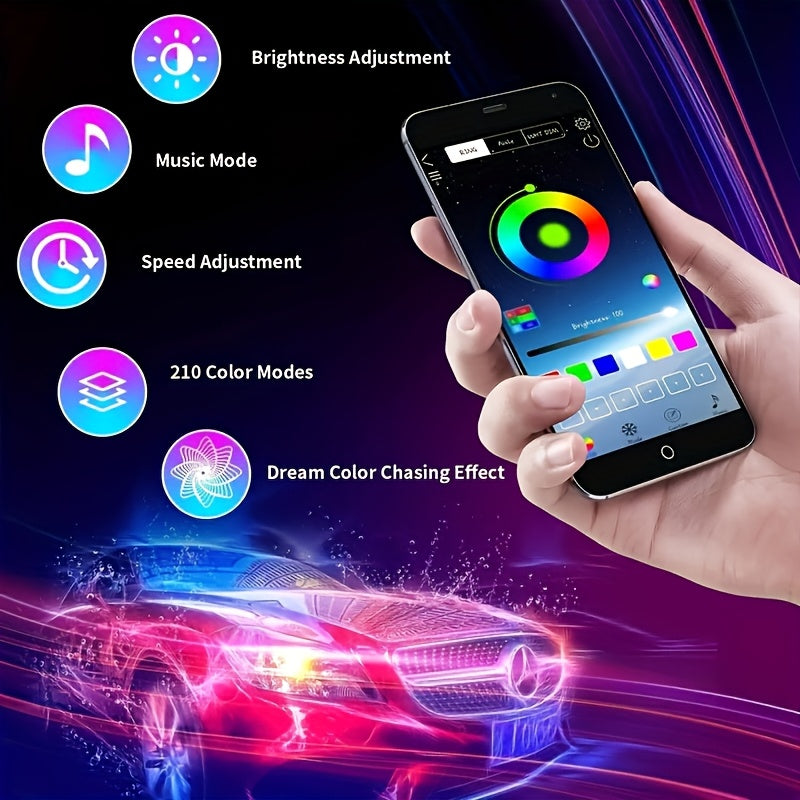 RGB LED Car Underglow Light Strip Kit, 35-47 Inch Neon Underbody Lights for SUV ATV UTV RZR Off-Road, Music Sync Voice Control App & Remote, Hardwired 12V, Exterior Ambient Lighting