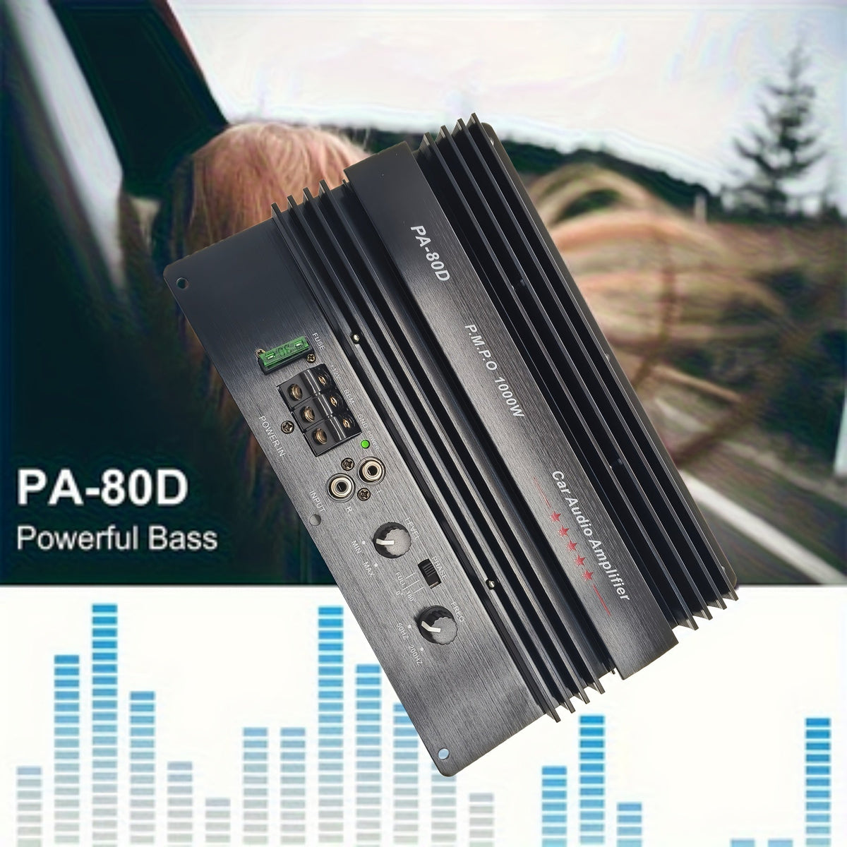 Car Subwoofer Amplifier Board 1000W Peak 600W RMS – PA-80D | 12V Mono Bass Amp for 8" 10" 12" Speakers | 0.01% THD
