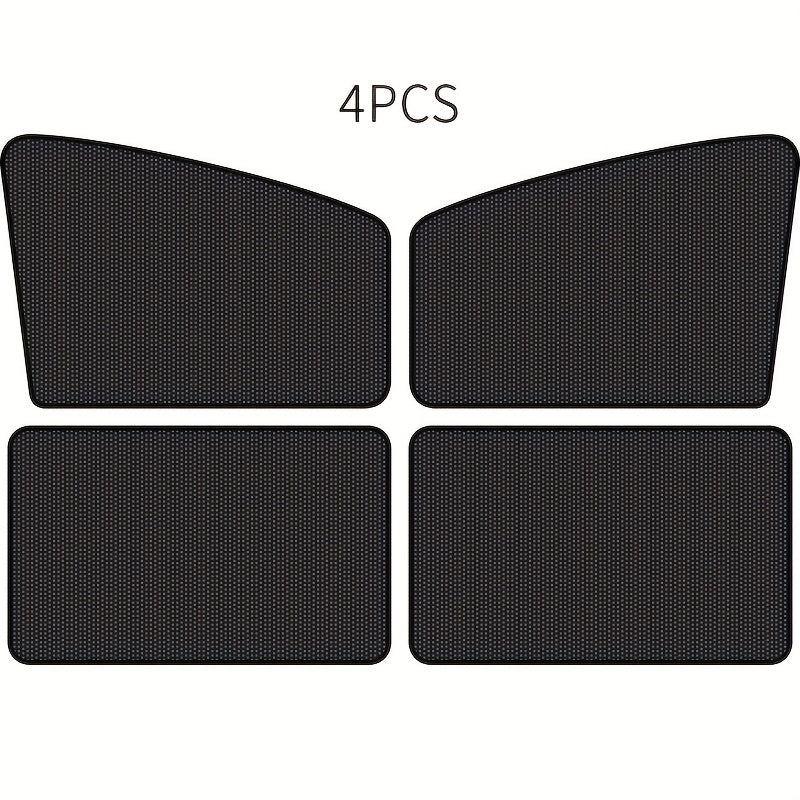 Magnetic Car Sunshade Curtains 4pcs – Black Mesh UV Protection & Heat Insulation, Easy Install on Window or Windshield