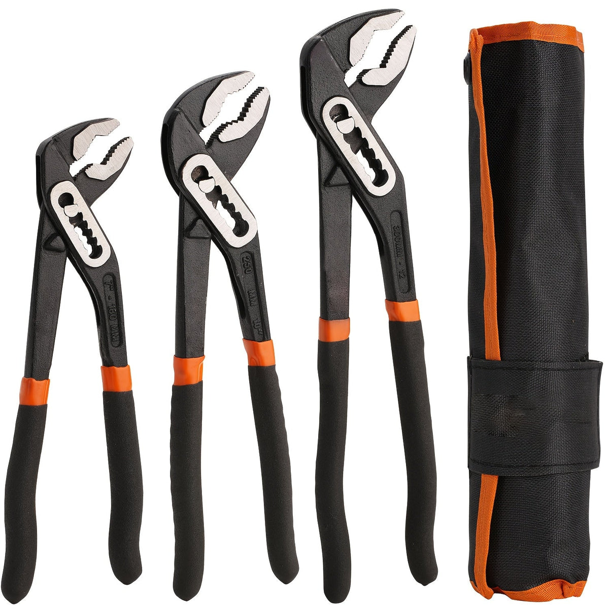 Adjustable Pump Pliers Chrome Vanadium Steel, Quick-Adjust Groove Joint Pliers with Roll-Up Pouch, 10 Inch / 12 Inch