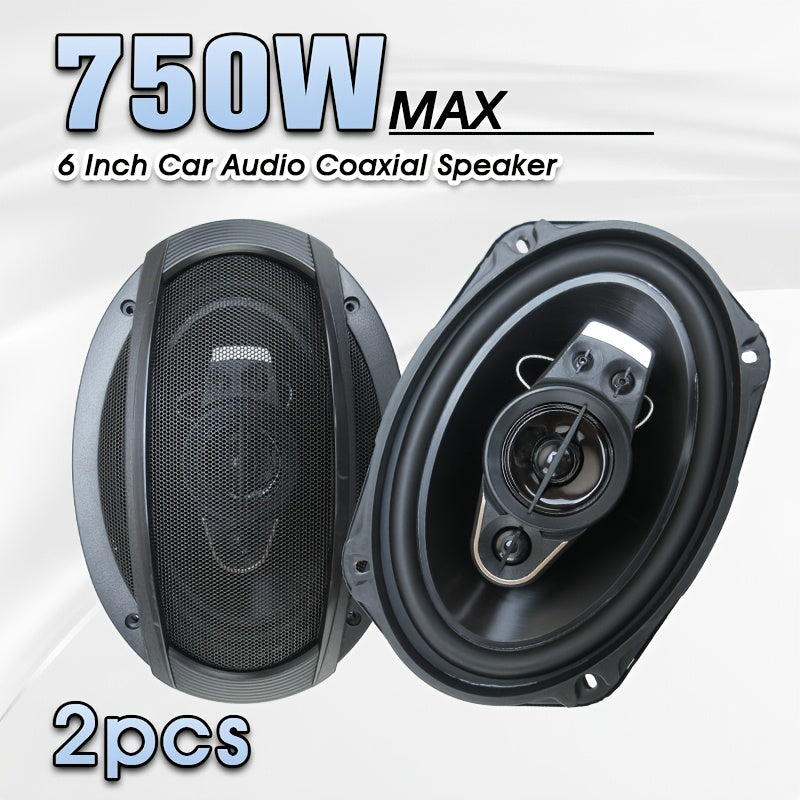 6x9 Inch Coaxial Car Speakers 750W 5-Way Full Range – 2-Pack with Dust Cover & Audio Cable, 92dB 4-Ohm Stereo Door Speakers for Car Audio Upgrade