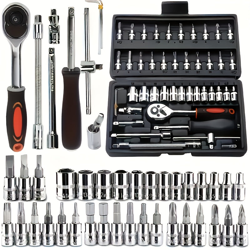 Professional Automotive Tool Kit 46 53 325pcs Ratchet Wrench Screwdriver Set for Car Motorcycle Bike Maintenance All-in-One Portable Mechanic Tool Set