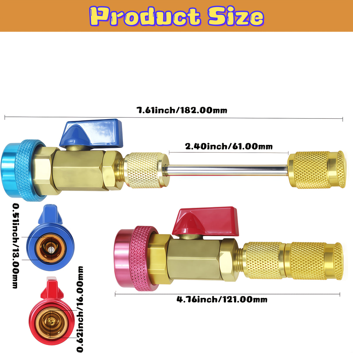 R134A Valve Core Remover & Installer Tool Kit, High Pressure Red & Low Pressure Blue, AC Refrigerant Valve Core Tool for Car Air Conditioning Systems