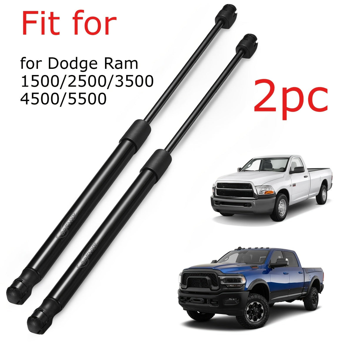 Hood Lift Support Shocks Struts 2-Pack for Dodge Ram 1500 2500 3500 2002-2010, OE Replacement Replaces 55276321AB 55372200AA 4364 SG314036