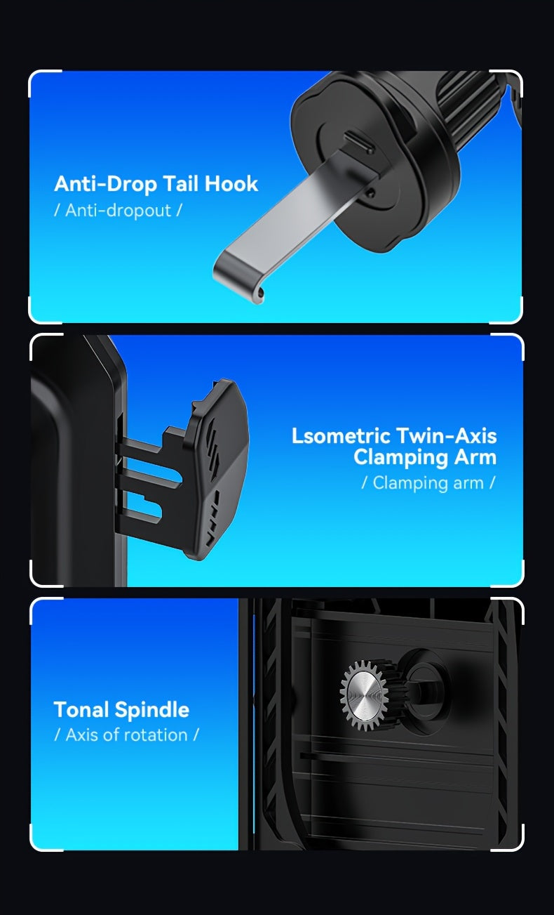 Wireless Car Charger Mount 15W Auto-Clamping – Fast Charging Air Vent Phone Holder for iPhone 16 15 14 13 12 Pro Max & Samsung Galaxy