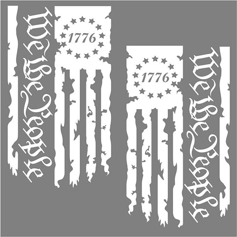 We The People American Flag Vinyl Stickers 2pcs – USA 250th Anniversary Patriot 1776 Decals for Truck Tailgate Car Window Home, Black White Red
