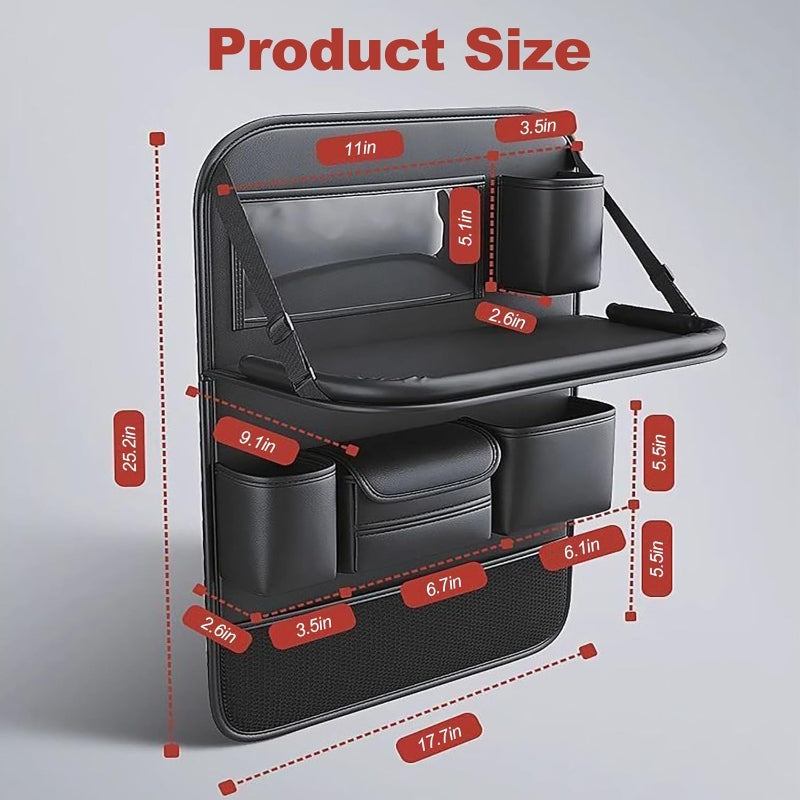 Faux Leather Car Seat Backrest Organizer with Foldable Table Tablet Stand Seat Protection Pad for Cars SUVs Black Gray Brown 1pc 2pcs