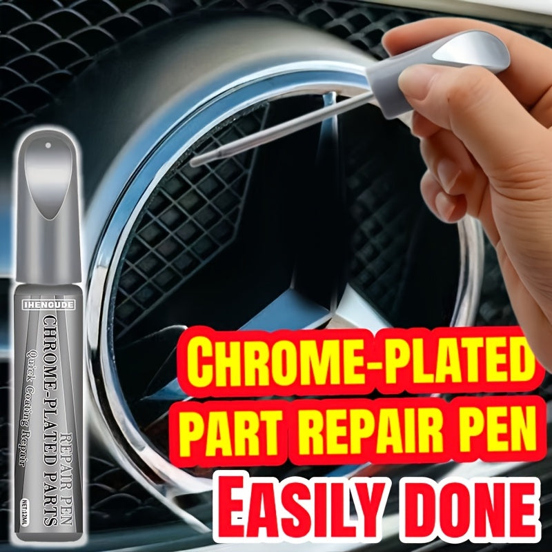 Chrome Scratch Repair Pen – Silver Touch-Up Paint Pen for Car Wheel Hubs, Door Handles, Emblems & Metal Chrome Parts