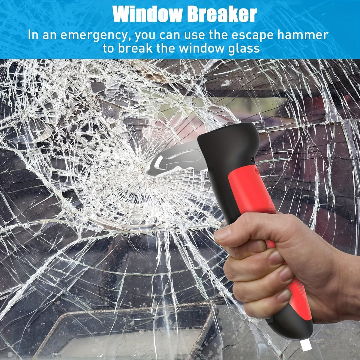 Car Door Assist Handle for Elderly & Disabled 3-in-1 Portable Grab Bar with LED Light Seat Belt Cutter Window Breaker Aluminum Alloy