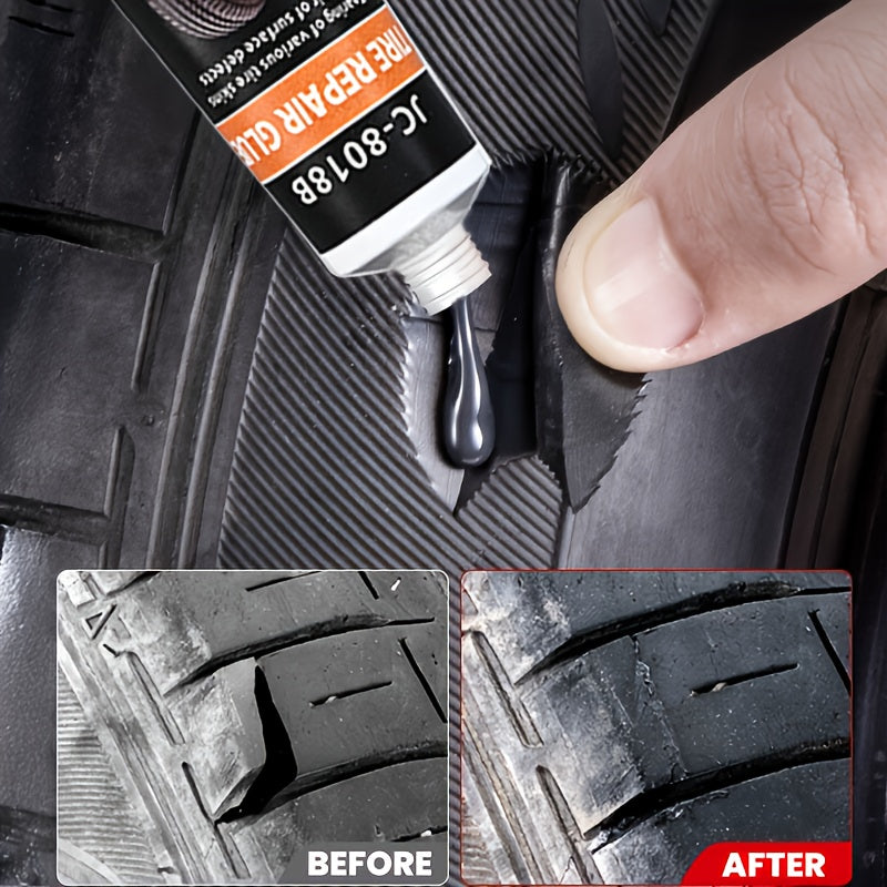 Tire Repair Adhesive Gel – Sidewall Rubber Glue Kit with Scraper & Tip | Car, Motorcycle, Bike, Truck & Tractor | 30ml / 50ml
