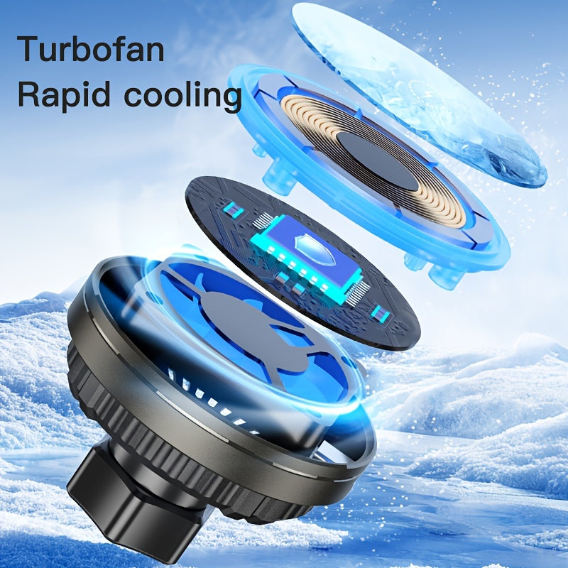 MagSafe Car Wireless Charger for iPhone 12-16, Magnetic Air Vent Mount, Qi1 Fast Charging, Dual Cooling Fans, Circular Design