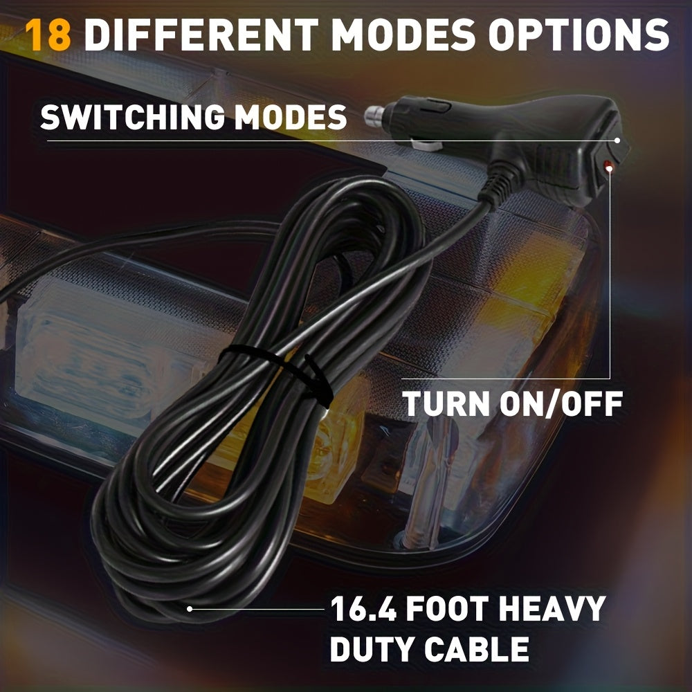 48 LED Roof Strobe Light Bar Emergency Warning Light IP67 Waterproof Magnetic Mount 12V 24V for Plow Truck Construction Vehicle Car Amber Green Red White