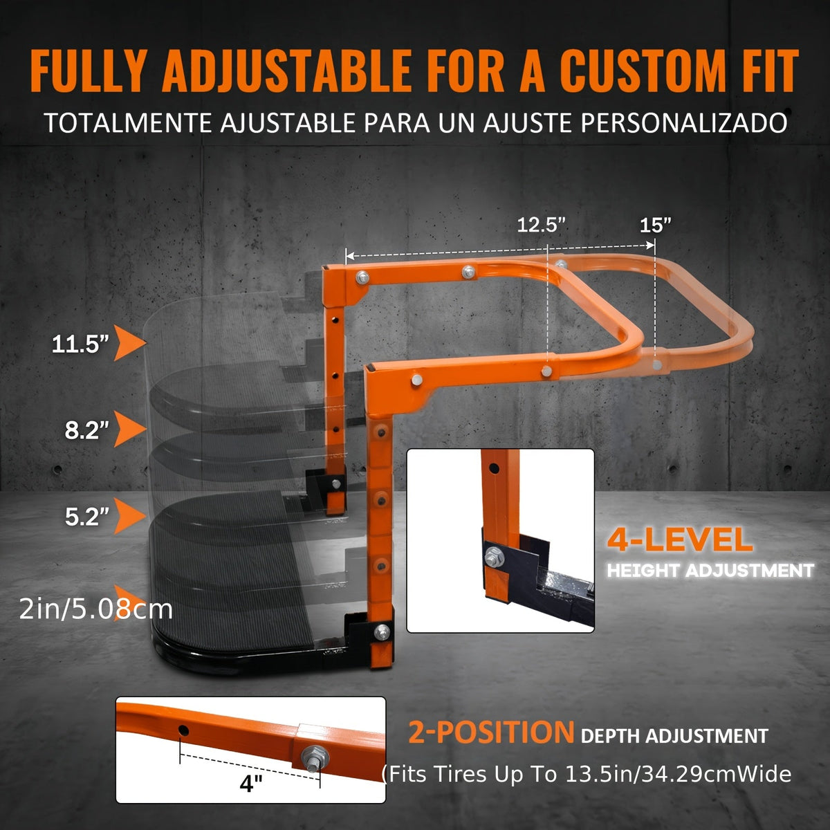 Tire Step Ladder for Truck SUV – Foldable Anti-Slip, Adjustable Height, 300/650 Lbs Capacity, Fits Tires Up to 13.5" Wide, Telescopic Roof Rack Climbing Step for Trailer Pickup