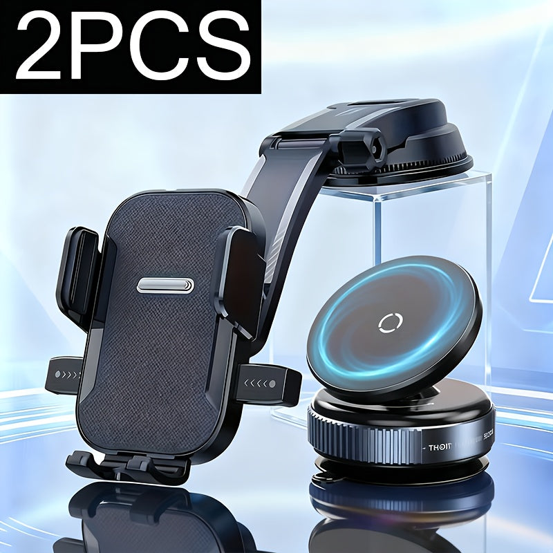 Vacuum Magnetic Phone Holder 360° Adjustable, Upgraded Alloy Suction Cup Mount for Car Dashboard, Gym Mirror & Smooth Surfaces, Universal Smartphone Fit