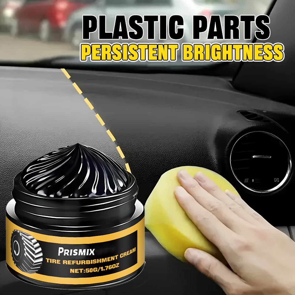 Tire Polishing & Retreading Paste 2-Pack 50g – Beeswax Formula for Lasting Shine, Rust Removal & Black Trim Restoration with Sponge