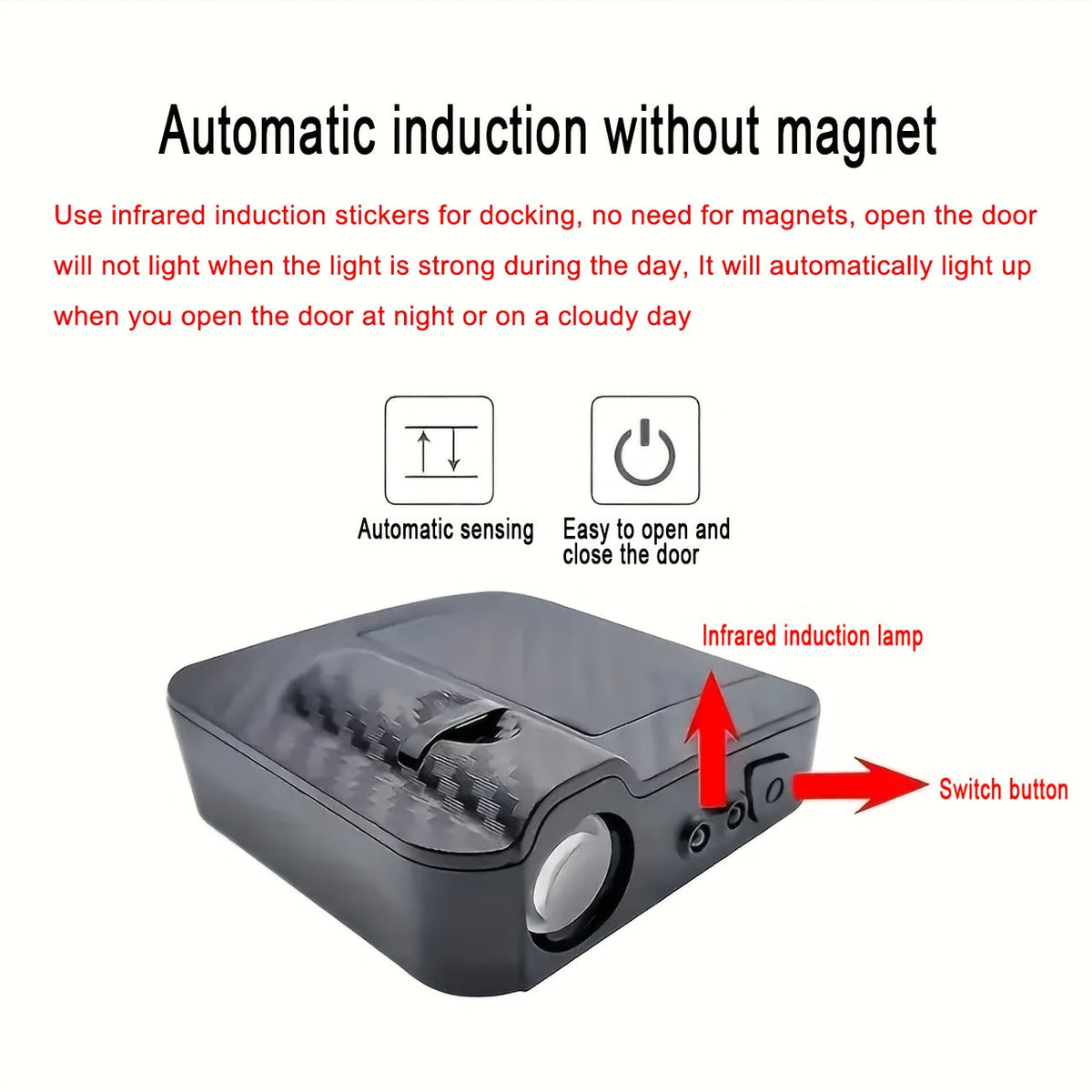Car Door LED Projector Shadow Light Set of 2, Wireless Cartoon Logo Puddle Lights, Cute Anime Design Welcome Light for Car Interior Accessories, No Battery Required