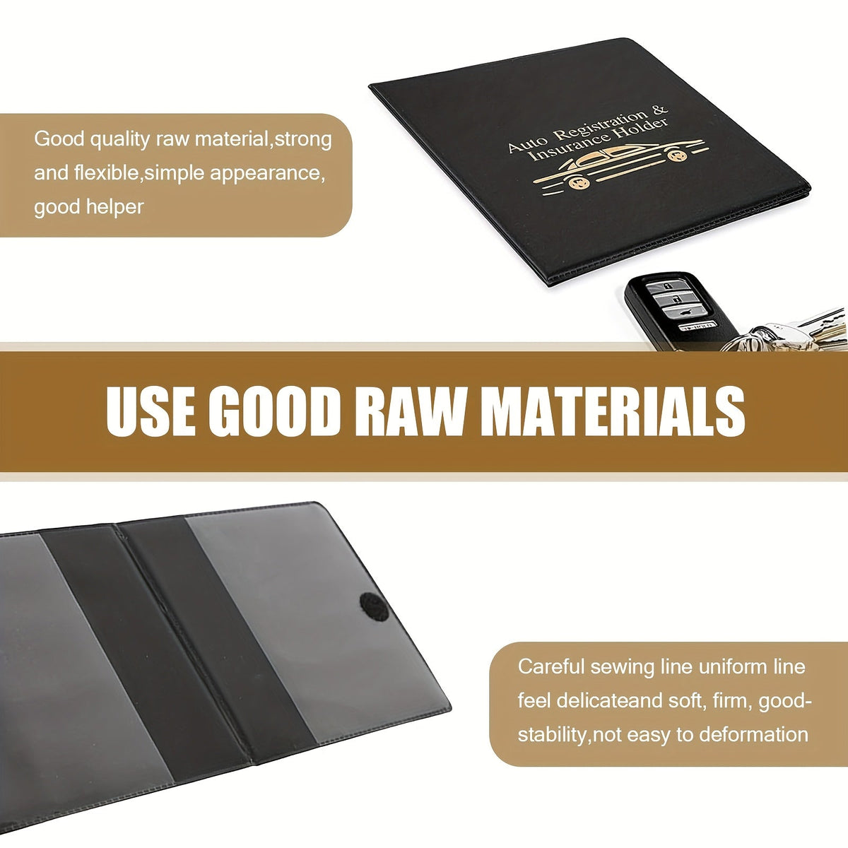 Car Document Holder – Multi-Slot Insurance Card, Registration & Driver License Organizer for Car Truck Motorcycle Trailer | Black Gold Design, 1pc & 2-Pack