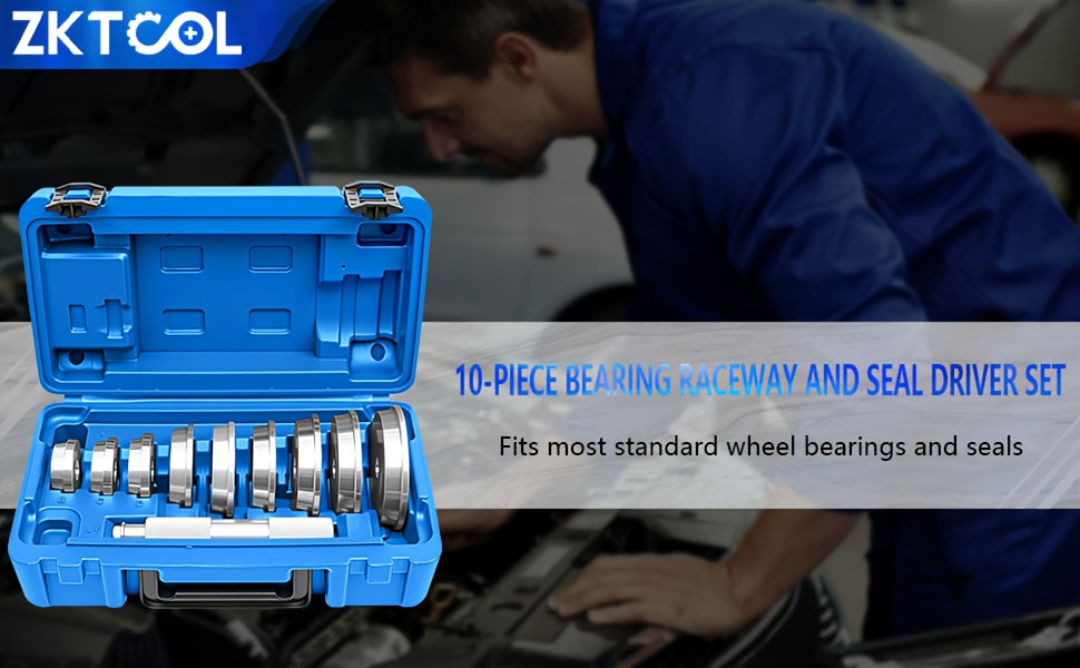Bearing Race & Seal Driver Kit 10pcs – Bearing Press Installation Set with 9 Double-Sided Adapters, Bushing Driver Tool for Most Vehicles