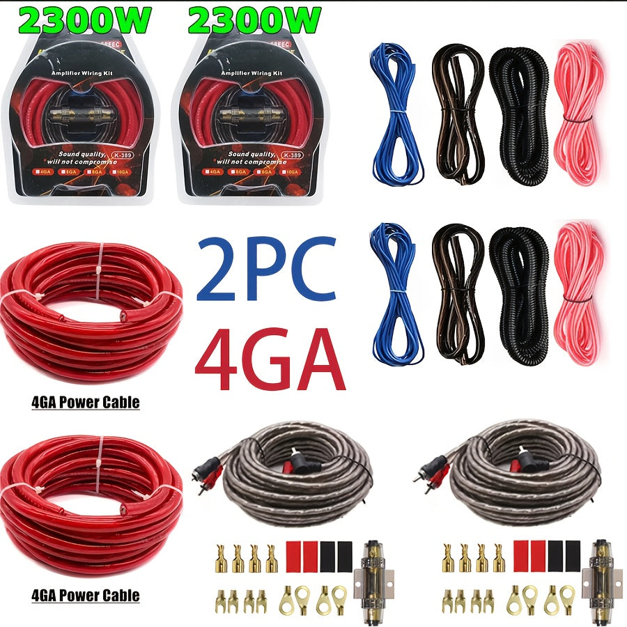4 Gauge Amplifier Install Kit 2300W – CCA Power & Ground Wire, RCA, Speaker Wire, Remote Wire, AGU Fuse Holder & Accessories