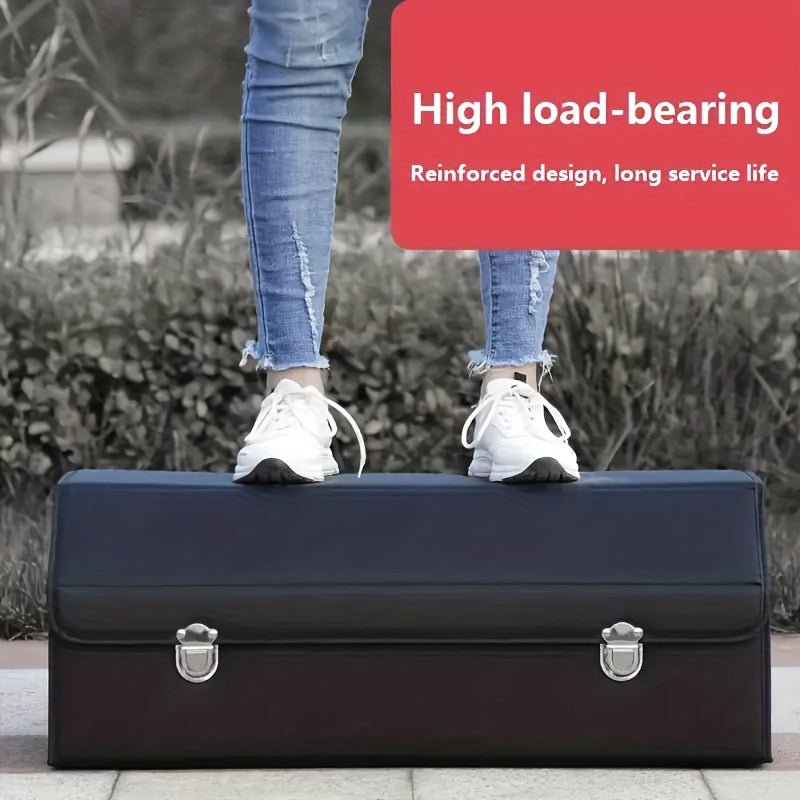 Car Trunk Organizer Collapsible Storage Box – Foldable Cargo Container for SUV, Truck & Sedan, Heavy-Duty Auto Trunk Storage Bag with Handles