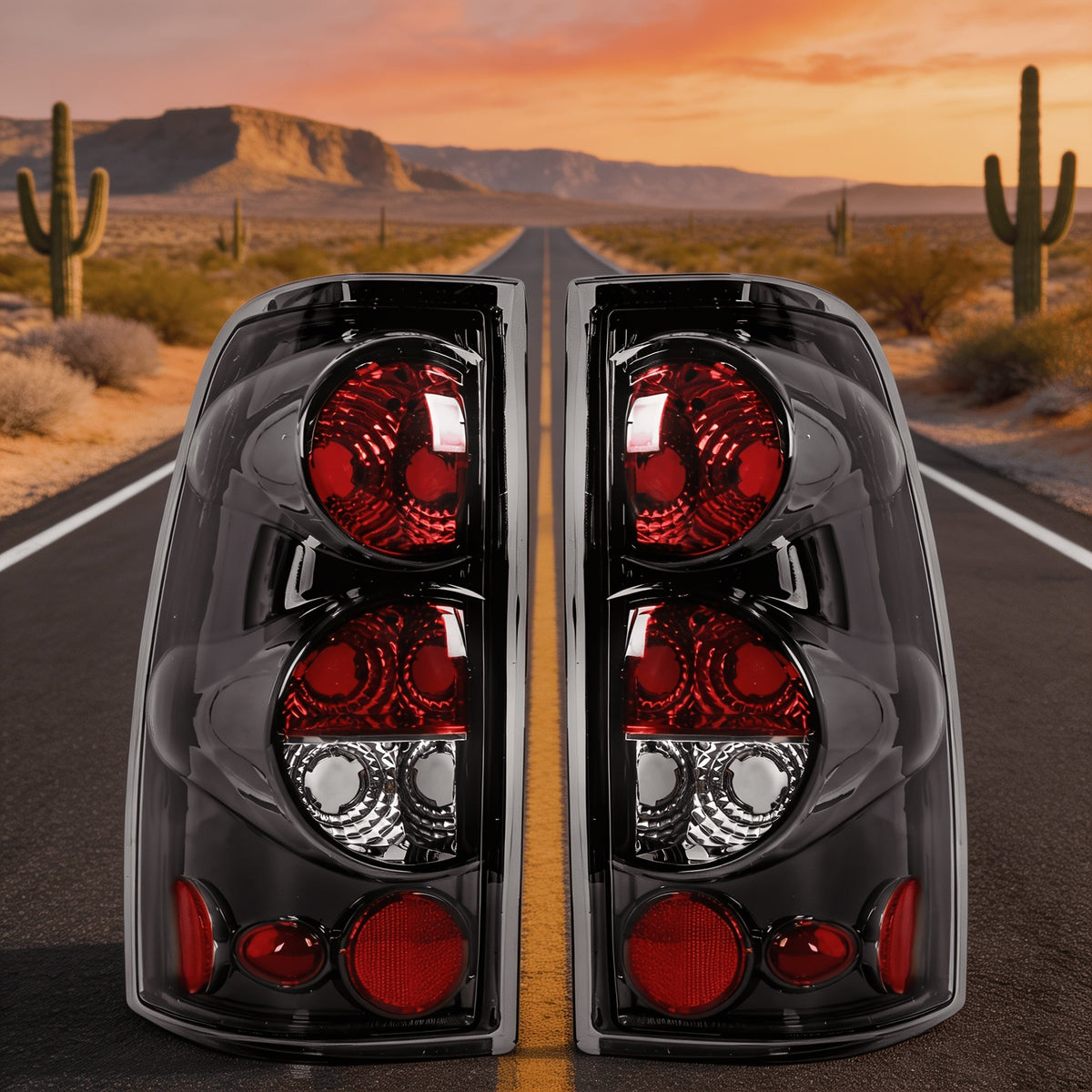 Tail Lights for Chevy Silverado 1500 2500 3500 & GMC Sierra 1999-2006 – Direct Replacement Taillights Assembly, Black Housing, Red or Smoked Lens (No Bulbs, Pair)