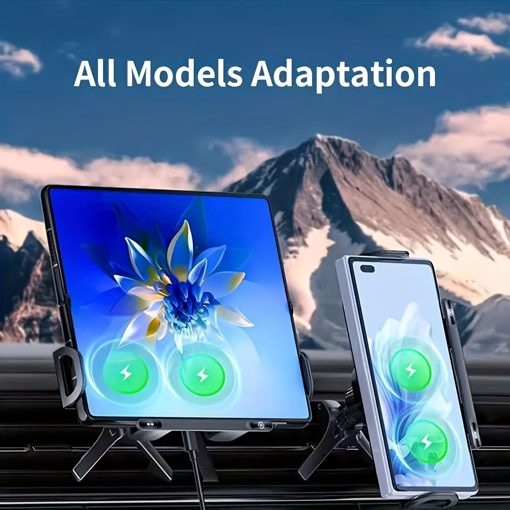 Wireless Car Charger Holder for Foldable & Standard Phones – 15W Fast Charging, Fits Samsung Fold 5/6 iPhone 8-15 Series & Galaxy Note S Series