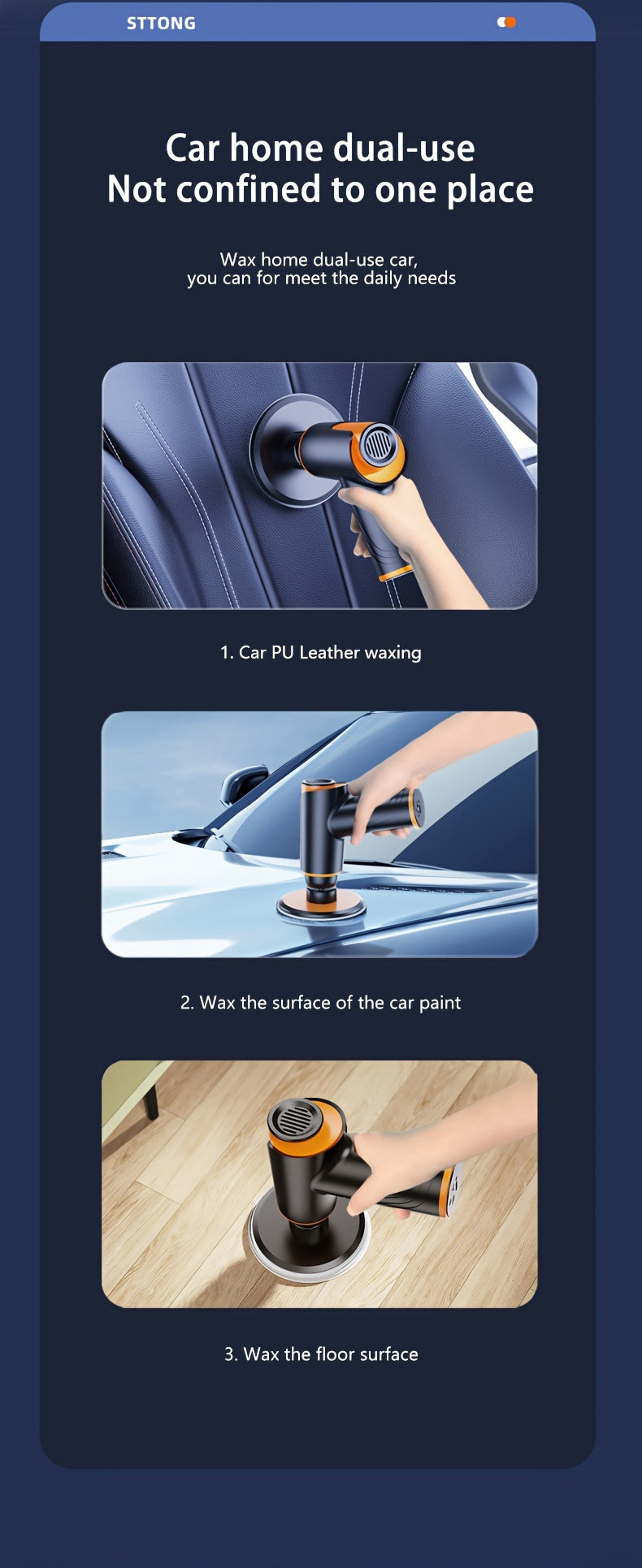 Car Polisher 100W Wireless Rechargeable, Portable Electric Waxing Machine, Scratch Repair Buffer, Multifunctional Orbital Polisher for Cars