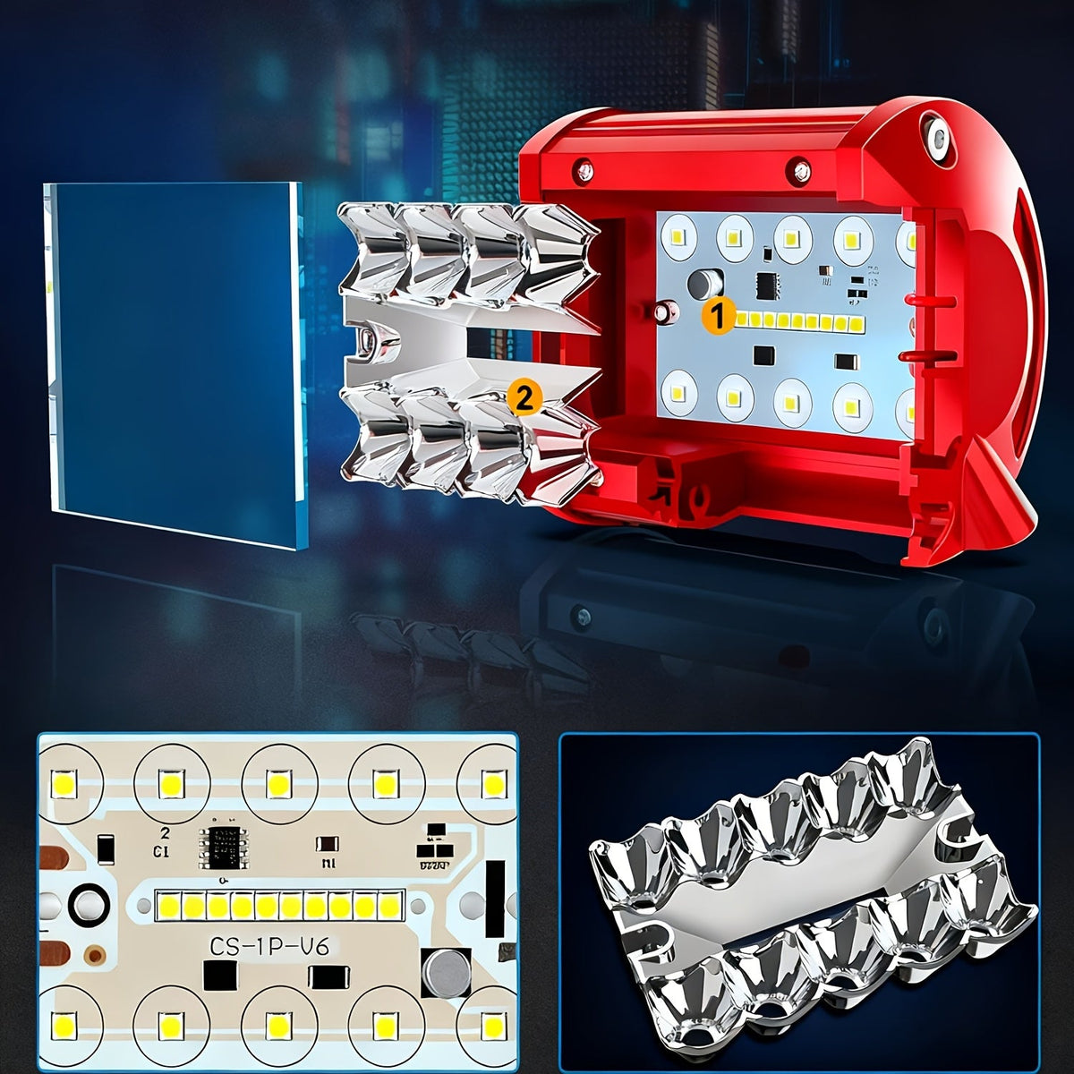 4 Inch LED Pod Lights, Triple Row Combo Flood & Driving Off-Road Lights, 3000+ Lumens with Wiring Harness, Cube Pods for Truck Boat ATV UTV, 2PCS