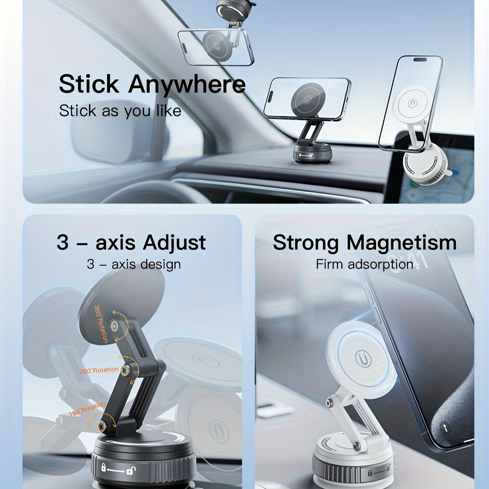 Magnetic Car Phone Mount 360° Rotation – Foldable Universal Holder for iPhone 16 15 14 12 & All Smartphones, Portrait & Landscape