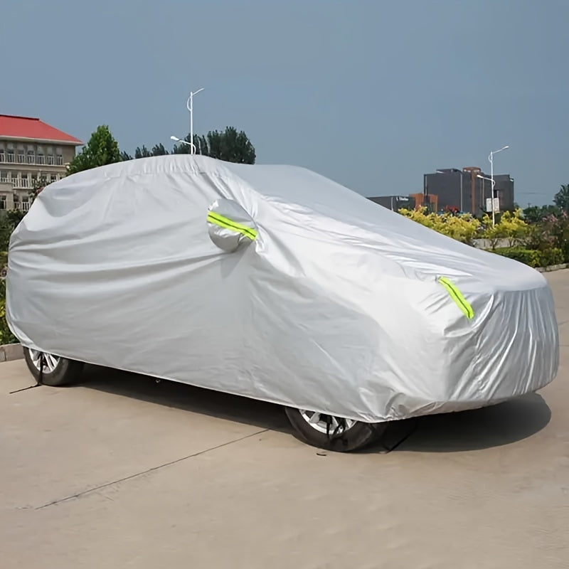 All-Season Waterproof Car Cover – 190T Oxford Cloth, UV Protection, Windproof, Fits Cars & SUVs 183–216 Inches, with Storage Bag (Silver)