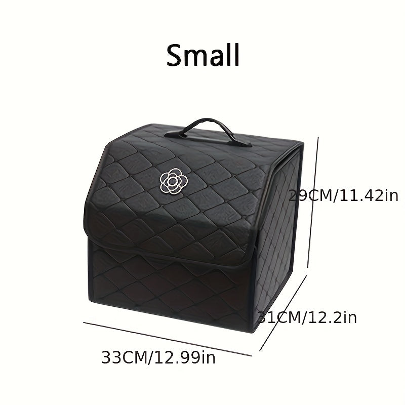 Car Trunk Organizer Foldable Large Capacity - Collapsible Cargo Storage Box for SUV Truck Van, Sturdy Reinforced Walls, Black White, Small & Large