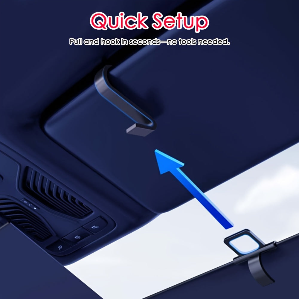 Windshield Sunshade Retractable Auto Roll-Up 99% UV Block – Spring-Loaded Suction Cup Mount | Universal Fit Car Sedan SUV 49.6×42.5 in