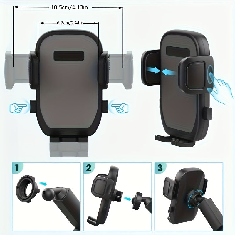 Car Cup Holder Extender 2-in-1 – Swivel Phone & Cup Holder for Car SUV Truck with Shock Trim, Black