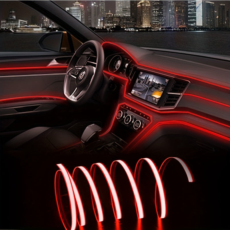 RGB Car Interior Ambient Light Kit - App & Voice Control, 8-Color LED Atmosphere Lighting for Dashboard Roof Console, USB Powered