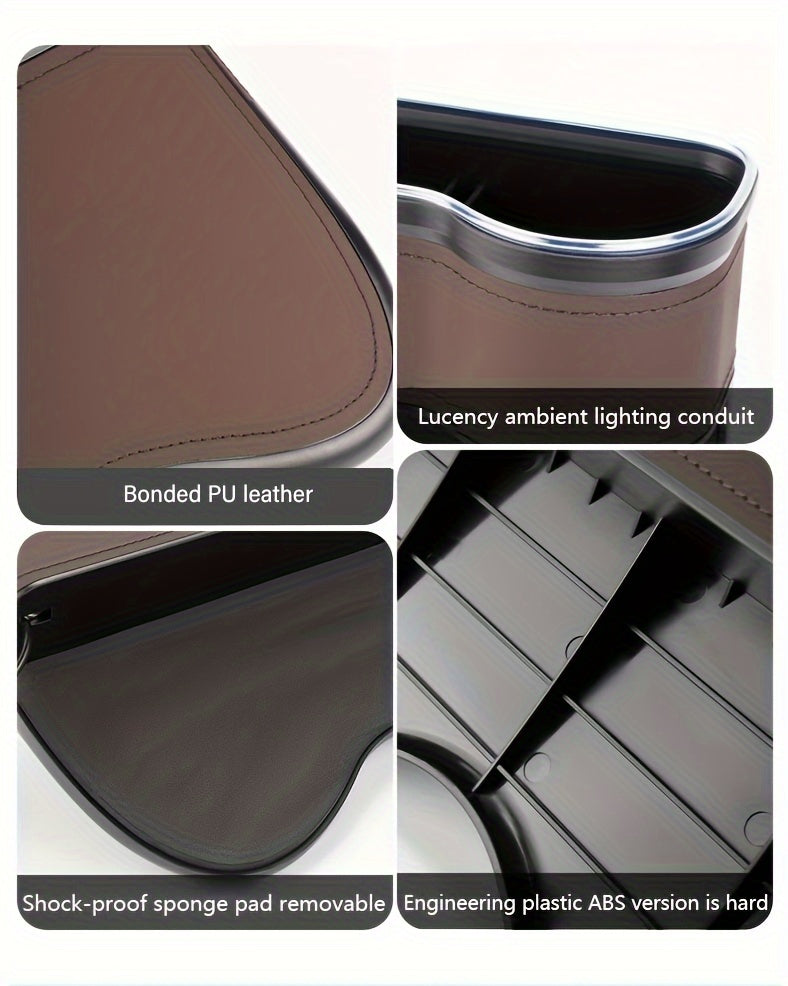 Car Seat Gap Organizer with Atmosphere Light Phone Holder Charger Slot Sundries Storage Box Car Interior Accessories Universal Fit